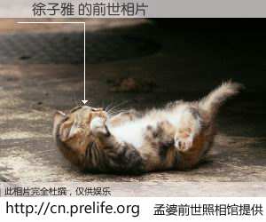 #孟婆前世照相馆# 【　徐子雅 的前世相片】我们都曾从奈何桥上走过，喝下三碗忘川之水烹煮的孟婆汤，忘却了前尘旧事。孟婆前世照相馆，保存着你前世的数码相片。　徐子雅 的前世相片，有图有真相：