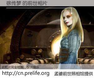 #孟婆前世照相馆# 【徐传梦 的前世相片】我们都曾从奈何桥上走过，喝下三碗忘川之水烹煮的孟婆汤，忘却了前尘旧事。孟婆前世照相馆，保存着你前世的数码相片。徐传梦 的前世相片，有图有真相：