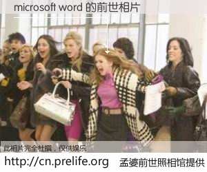 #孟婆前世照相馆# 【microsoft word 的前世相片】我们都曾从奈何桥上走过，喝下三碗忘川之水烹煮的孟婆汤，忘却了前尘旧事。孟婆前世照相馆，保存着你前世的数码相片。microsoft word 的前世相片，有图有真相：