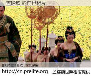 #孟婆前世照相馆# 【盖咏欣 的前世相片】我们都曾从奈何桥上走过，喝下三碗忘川之水烹煮的孟婆汤，忘却了前尘旧事。孟婆前世照相馆，保存着你前世的数码相片。盖咏欣 的前世相片，有图有真相：