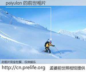 #孟婆前世照相馆# 【peiyulan 的前世相片】我们都曾从奈何桥上走过，喝下三碗忘川之水烹煮的孟婆汤，忘却了前尘旧事。孟婆前世照相馆，保存着你前世的数码相片。peiyulan 的前世相片，有图有真相：