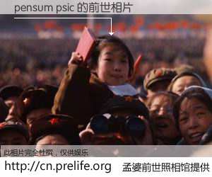 #孟婆前世照相馆# 【pensum psic 的前世相片】我们都曾从奈何桥上走过，喝下三碗忘川之水烹煮的孟婆汤，忘却了前尘旧事。孟婆前世照相馆，保存着你前世的数码相片。pensum psic 的前世相片，有图有真相：