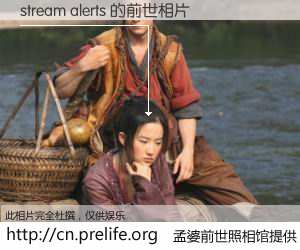 #孟婆前世照相馆# 【stream alerts 的前世相片】我们都曾从奈何桥上走过，喝下三碗忘川之水烹煮的孟婆汤，忘却了前尘旧事。孟婆前世照相馆，保存着你前世的数码相片。stream alerts 的前世相片，有图有真相：