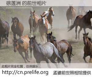 #孟婆前世照相馆# 【徐莲洲 的前世相片】我们都曾从奈何桥上走过，喝下三碗忘川之水烹煮的孟婆汤，忘却了前尘旧事。孟婆前世照相馆，保存着你前世的数码相片。徐莲洲 的前世相片，有图有真相：